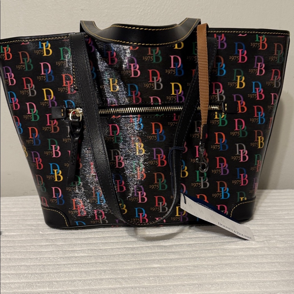 Dooney & Bourke Colorful Logo Black Tote